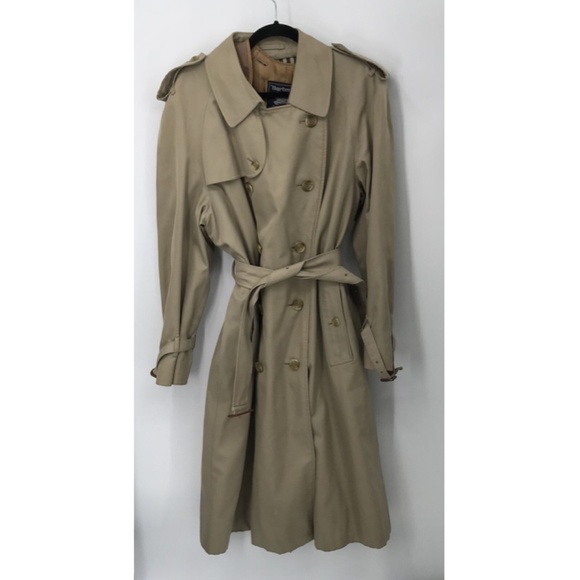 Burberrys' London VTG men tan trench coat removable nova check wool lining sz 52